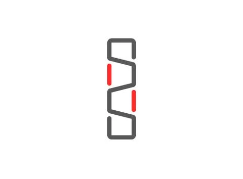 I vector letter, modern desing. Line stroke, unique font. For poster, logo, b Stock Illustration