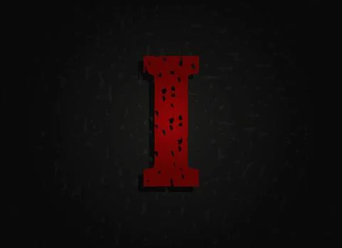 I vector red letter made of grunge texture. Insane Fear brutal font. Wicked n Stock Illustration