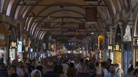 I view inside crowded grand bazar of istanbul Video stock 103461831