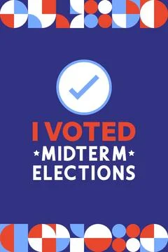 I Voted Midterm Elections Vertical Poster with Patriotic Geometric Border D.. Stock Illustration