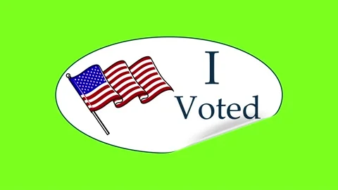 I voted sticker animation on green screen, election registration, election day Stock Footage 138664053