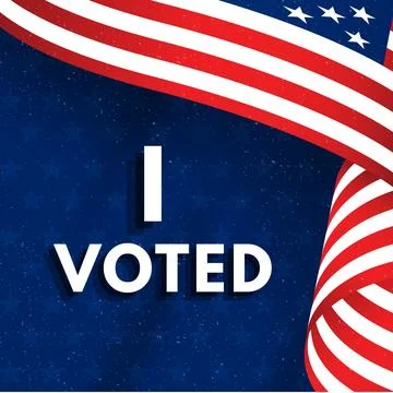 I VOTED sticker with US flag symbolizing the US election Stock Illustration