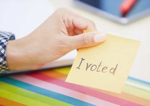 I voted text on adhesive note Stock Photos