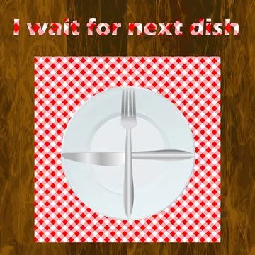 I WAIT FOR NEXT DISH  dining etiquette Stock Illustration