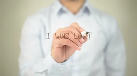 I Was Lost , man writing on transparent screen Video stock 62760656
