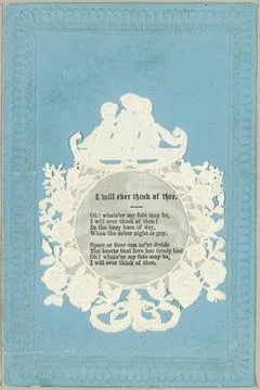 I Will Ever Think of Thee (valentine) 1835 1845 England. Collaged elements... Stock Photos