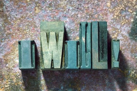 I will excl I will exclamation made from wooden letterpress type on rusty ... 写真素材