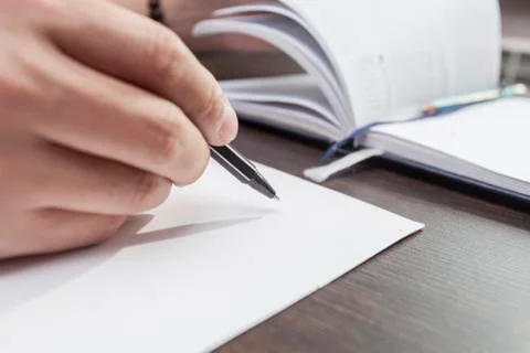 I write notes Stock Photos