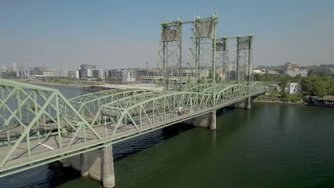 I5 Bridge Drone Reverse On Vancouver Waterfront Stock-Footage 250699954