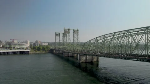I5 Suspension Bridge Drone Tracking On Vancouver Waterfront Stock-Footage 250703205