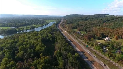 I86 and Chemung River Stock Footage