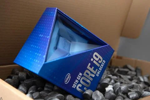  i9 10900K CPU Processor for desktopn Packaging foam Peanuts. EDITORIAL Stock Photos