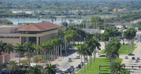 I95 and Okeechobee Blvd- Stable Aerial View (Full 4K UHD) Stock Footage 60982710