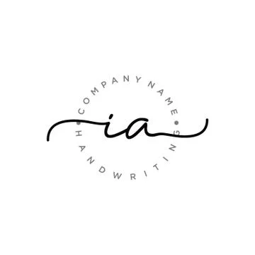 IA Initial handwriting logo design Stock Illustration