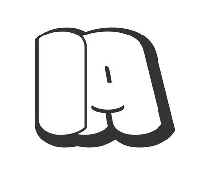 IA logo, bubble comic lettering, rounded in graffiti style black and white .. イラスト素材