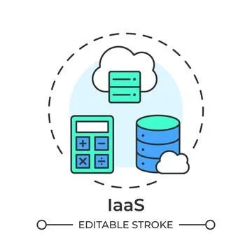 IaaS flat linear concept icon Stock Illustration