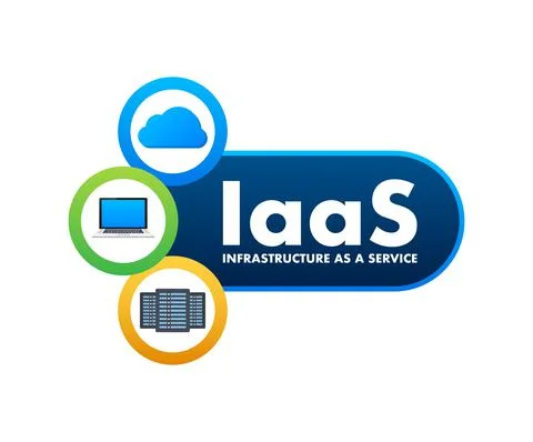 IaaS - Infrastructure as a Service. Cloud technology. Cloud storage icon. Vector Stock Illustration