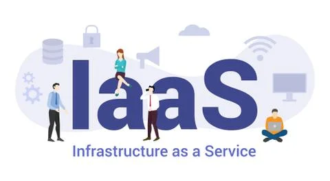 Iaas infrastructure as a service technology concept with big word or text and Stock Illustration