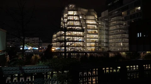 The IAC Building at night Stock Footage 86520179