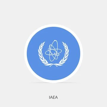 IAEA round flag icon with shadow. Stock Illustration