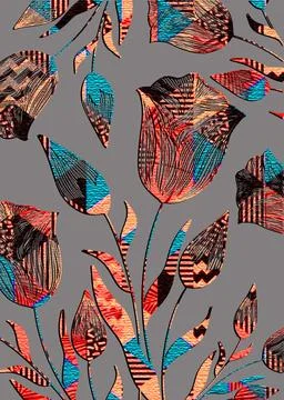 Iamge,Off,Allover,Pattern,With,Beautiful,Elements 스톡 일러스트