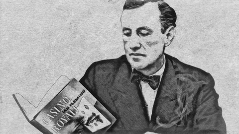 Ian Flemming, writter sketch scribble Stock Footage 98012741
