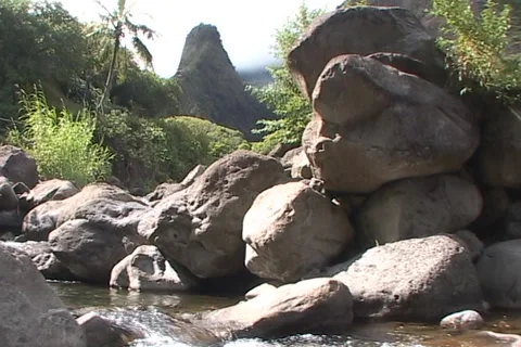 Iao Needle w:Stream Stock Footage 1069782