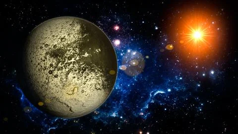 Iapetus Planet Solar System space isolated Stock Illustration