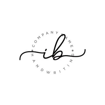 IB Initial handwriting logo design Stock Illustration