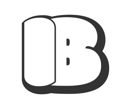 IB logo, bubble comic lettering, rounded in graffiti style black and white .. Stock Illustration