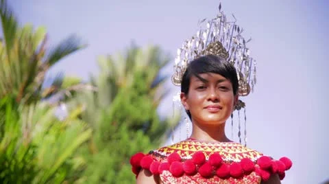 Iban tribal woman with traditional clothes Stock Footage
