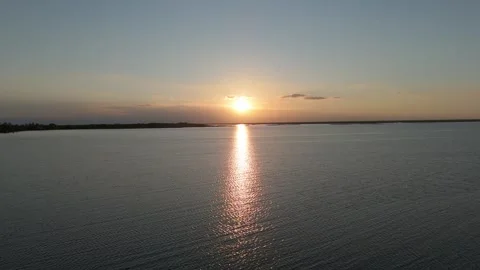 Ibera Lagoon at Sunset, Golden Hour, Pellegrini, Corrientes, Argentina Stock Footage 342190945