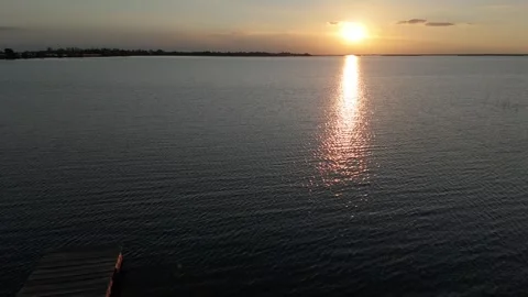 Ibera Lagoon at Sunset, Pellegrini, Corrientes, Entering from the Port Stock Footage 342190950