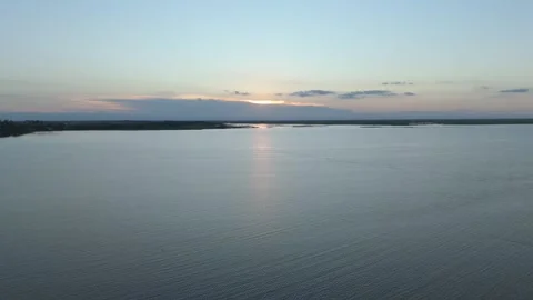 Ibera Lagoon Sunset, Sun Behind Clouds, Pellegrini, Corrientes, Argentina Stock Footage 342191039