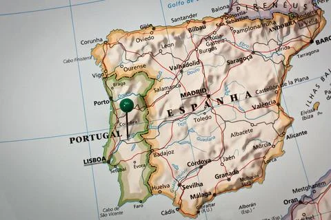 Iberian peninsula Map Stock Photos
