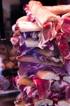 Iberian pork ham sandwiches Stock Photos