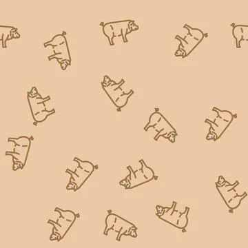 Iberico pig breed vector seamless pattern Stock Illustration