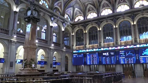 The IBEX 35 barely rises 0.19% due to energy companies and despite the agreement Stock Footage 313623726