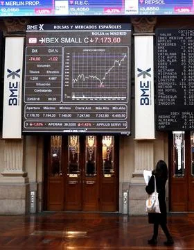 The Ibex 35 reaches its sharpest fall in a year, Madrid, Spain - 23 Mar 2018 Stock Photos