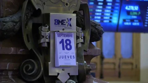 IBEX 35 rises 0.32% after the Fed's first rate cut this year, Madrid, ES - 18 Se Stock Footage 317331218