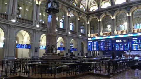 IBEX rises 0.44 % and regains 11,200 points, in a week focused on ECB meeting, M Stock Footage 283981807