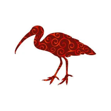 Ibis bird spiral pattern color silhouette animal Stock Illustration