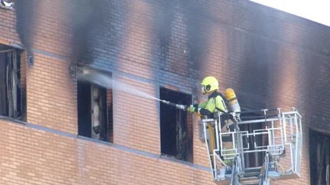 Ibis Hotel Malaga fire 2 Stock Footage 335829132