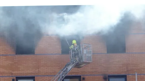 Ibis Hotel Málaga fire Stock Footage 335829138