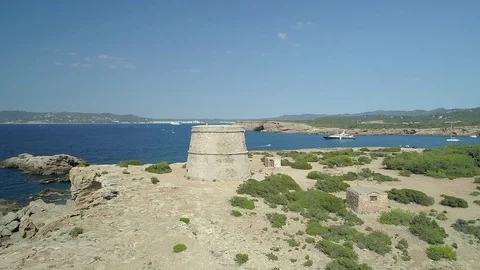 Ibiza, Cala Conta. Rovira Tower 004 Stock Footage 127810153