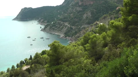 Ibiza Es Cubells Viewpoint Cap Llentrisca Coast Mediterranean HD Video Drift Stock Footage 134460485