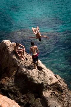 Ibiza - jumping 库存照片