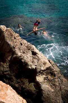 Ibiza - jumping 写真素材