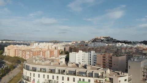 Ibiza Package 153 | aerial drone ibiza city apartment buildings landscape Stock Footage 117356853