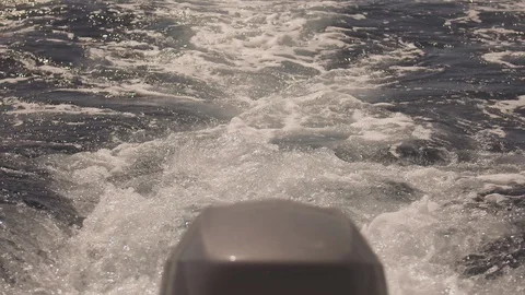 Ibiza Package 88 | foaming back of motor boat view water white foam Stock Footage 118710260